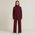 Women's Turtleneck Knit Top and Wide-Leg Pants Set