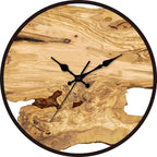 Natural Wood & Epoxy Silent Roman Numeral Wall Clock
