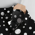 Men's Polka Dot Shirt with Band Collar and Long Sleeves