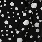 Men's Polka Dot Shirt with Band Collar and Long Sleeves