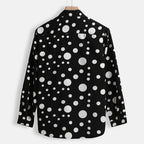 Men's Polka Dot Shirt with Band Collar and Long Sleeves