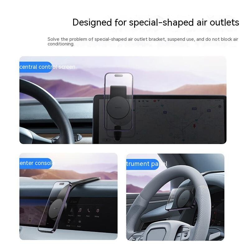 CO2-bøjelig magnetisk mobiltelefonholder til bilen med justerbart instrumentbrætfæste