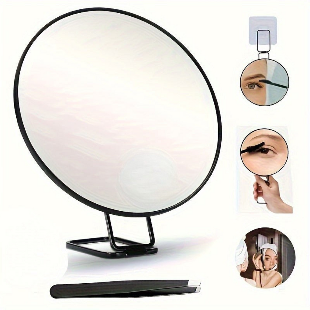 Round Magnifying Makeup Mirror with Foldable Stand