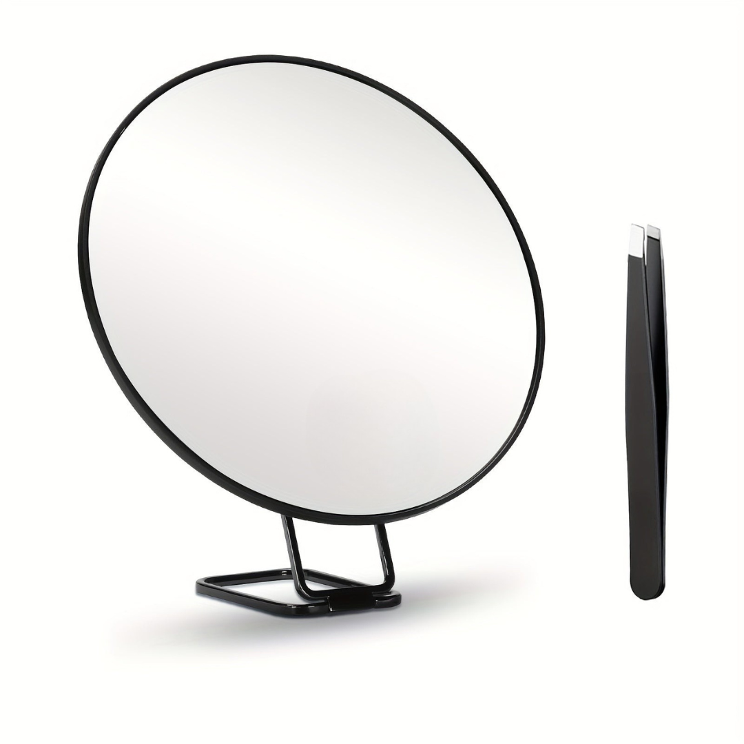 Round Magnifying Makeup Mirror with Foldable Stand
