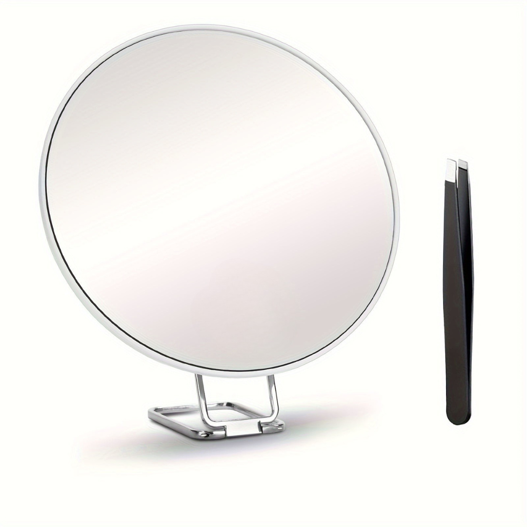 Round Magnifying Makeup Mirror with Foldable Stand