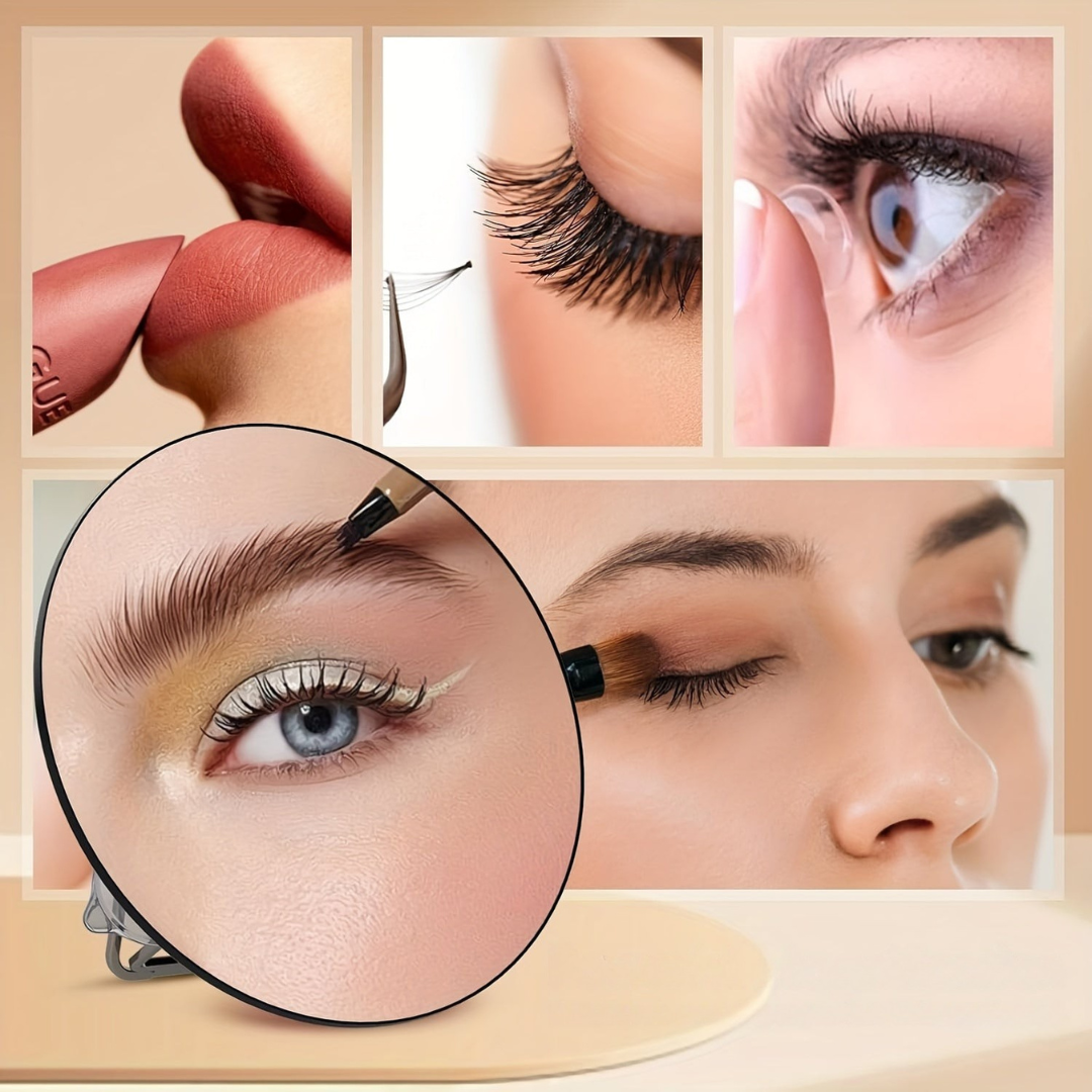Round Magnifying Makeup Mirror with Foldable Stand