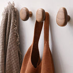 Natural Wooden Wall Hooks with Rounded Design