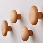 Natural Wooden Wall Hooks with Rounded Design
