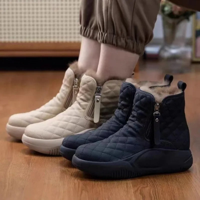 Quilted Ankle Boots with Side Zip