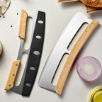 Tagliapizza oscillante in acciaio inossidabile con manico in legno
