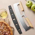 Tagliapizza oscillante in acciaio inossidabile con manico in legno
