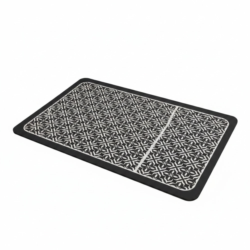 Absorbent Geometric Dish Drying Mat with Non-Slip Backing