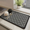 Absorbent Geometric Dish Drying Mat with Non-Slip Backing