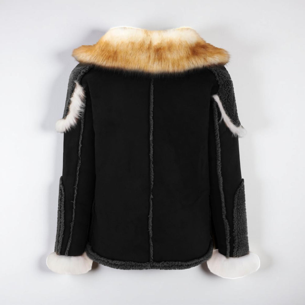 Oversized vinterfrakke til mænd med imiteret pelskant