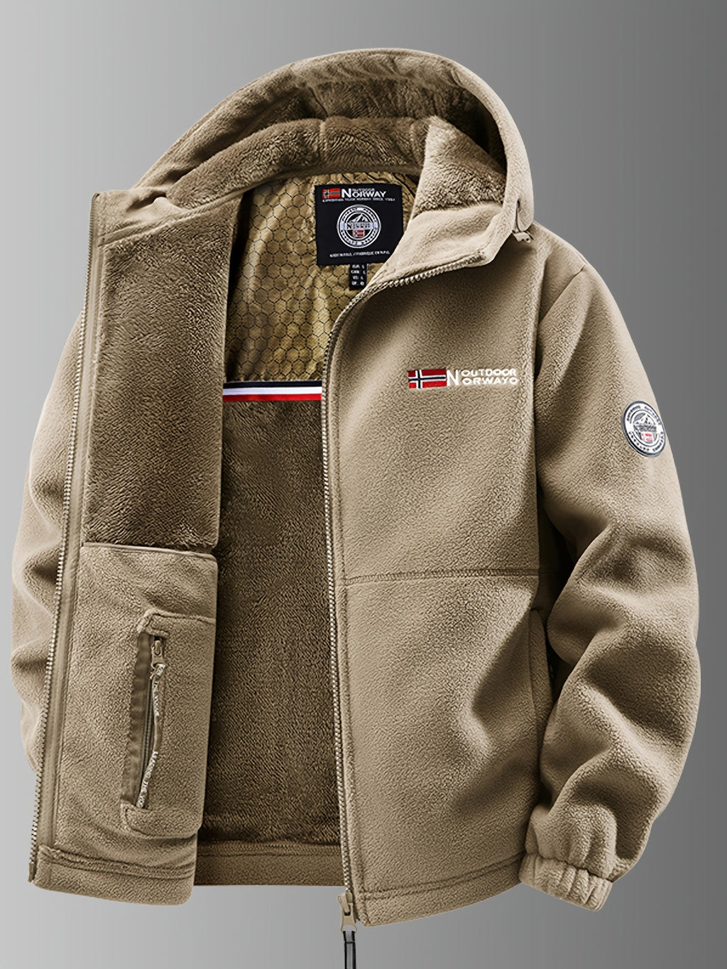 Miesten hupullinen fleece-takki