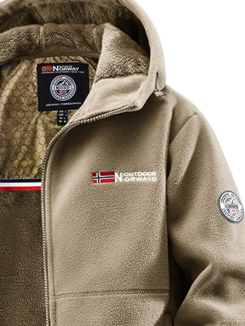 Miesten hupullinen fleece-takki