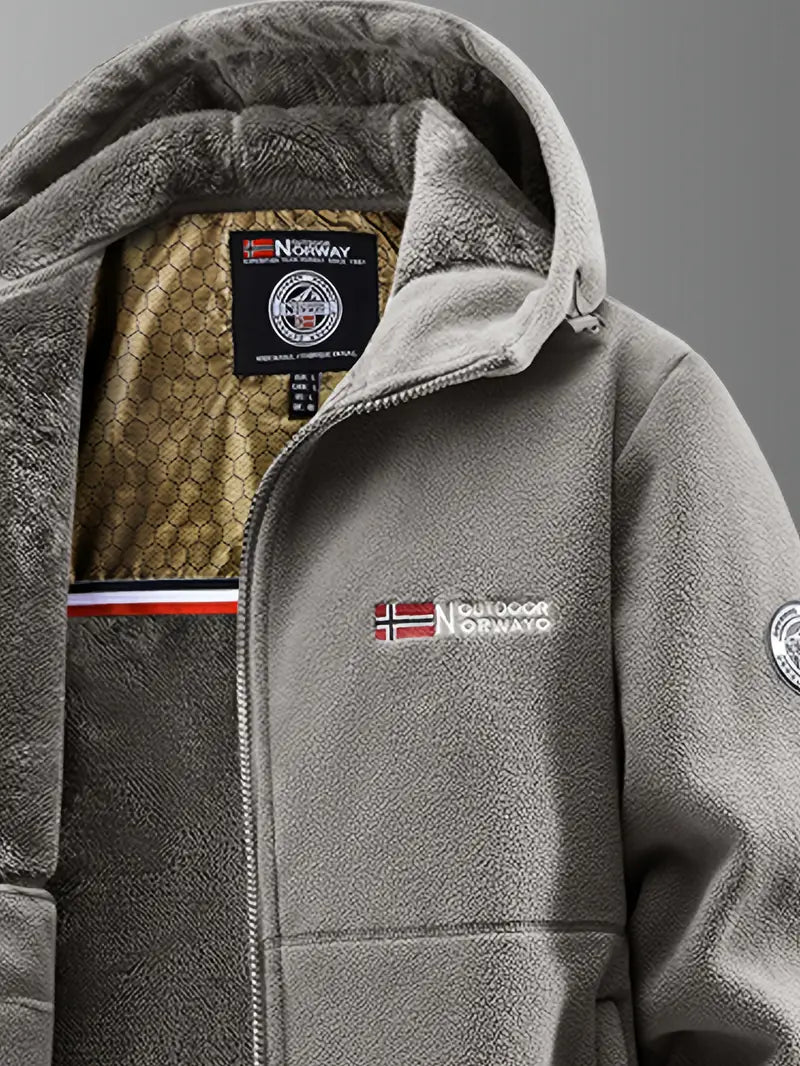 Miesten hupullinen fleece-takki