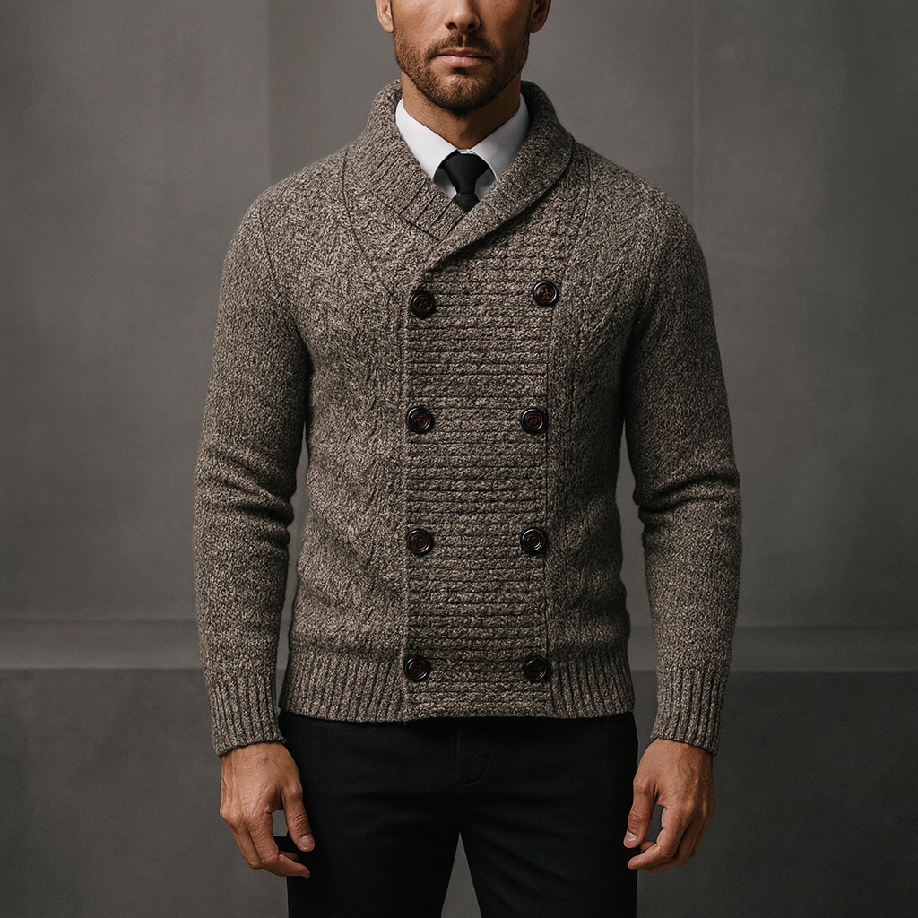 Men's Double-Breasted Shawl Collar Cardigan