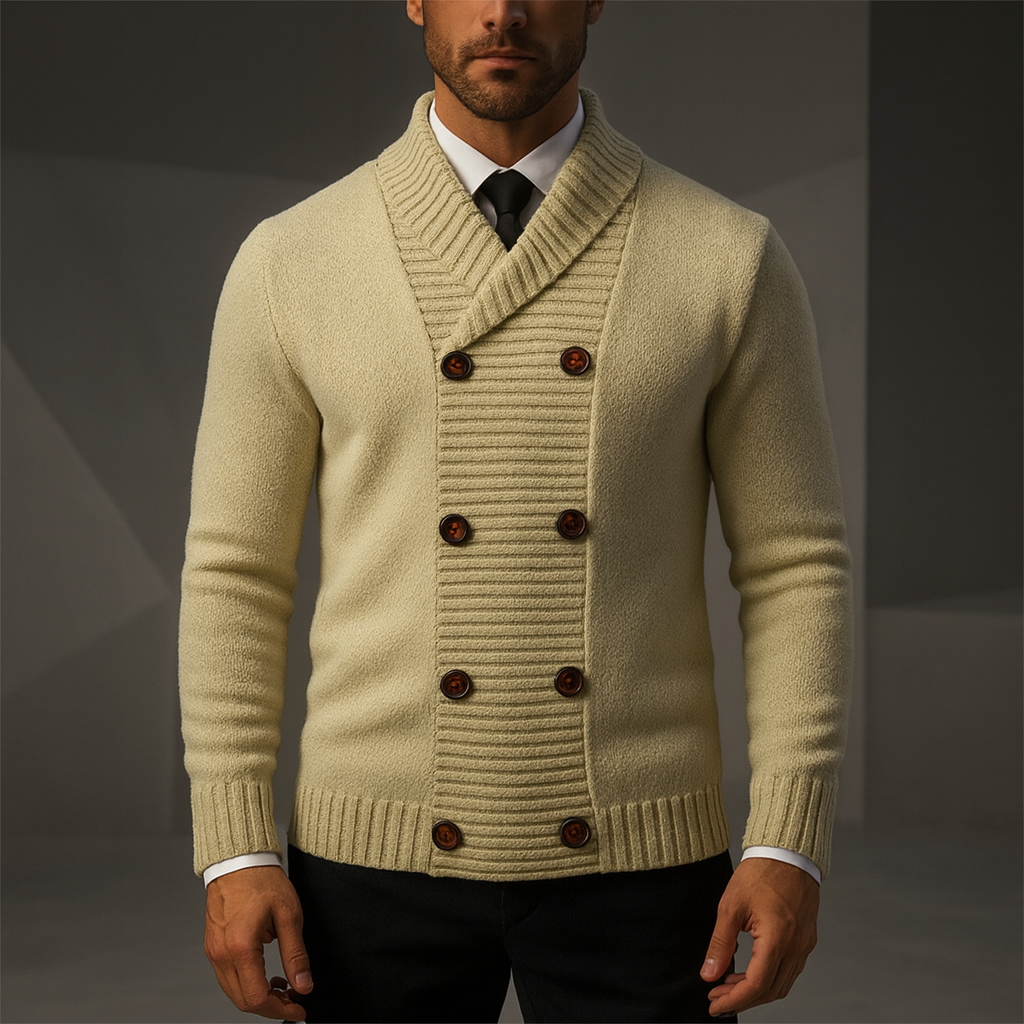 Men's Double-Breasted Shawl Collar Cardigan