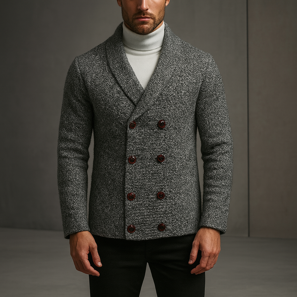 Men's Double-Breasted Shawl Collar Cardigan
