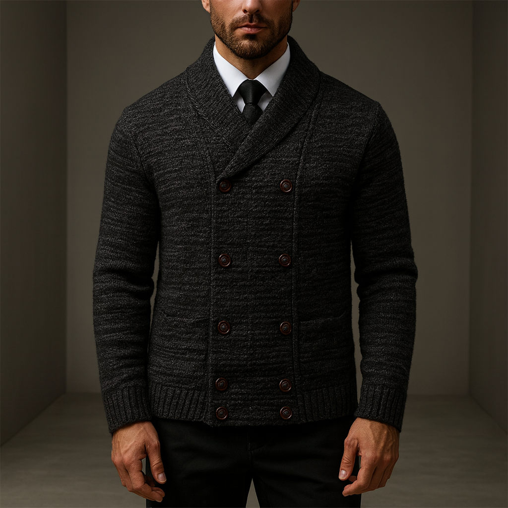 Men's Double-Breasted Shawl Collar Cardigan