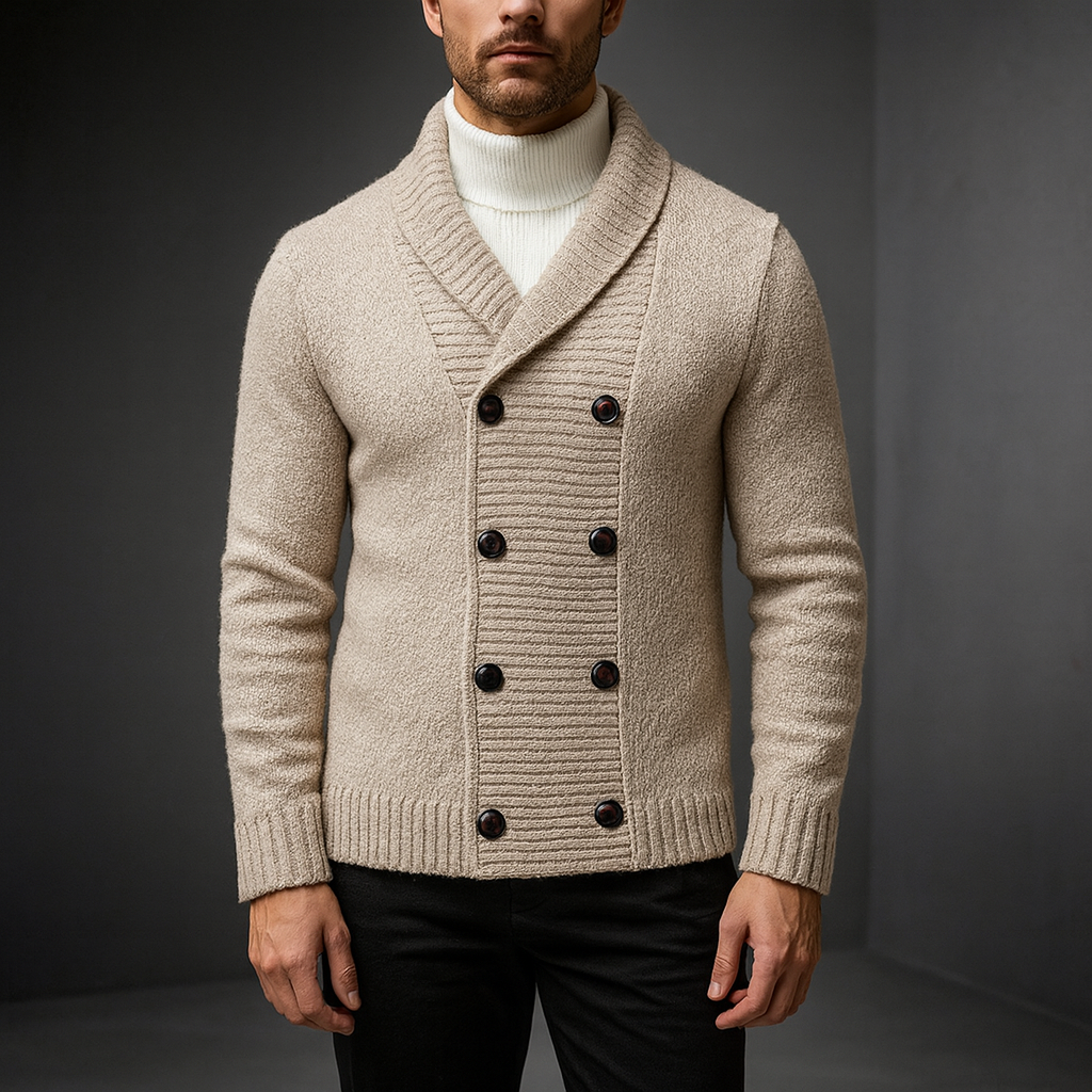 Men's Double-Breasted Shawl Collar Cardigan