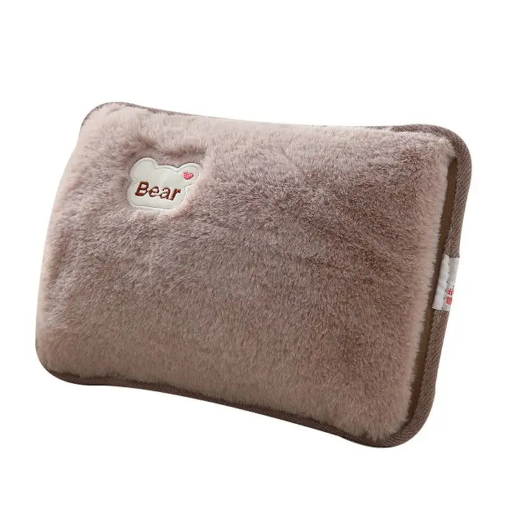 Housse de coussin en polaire motif ours