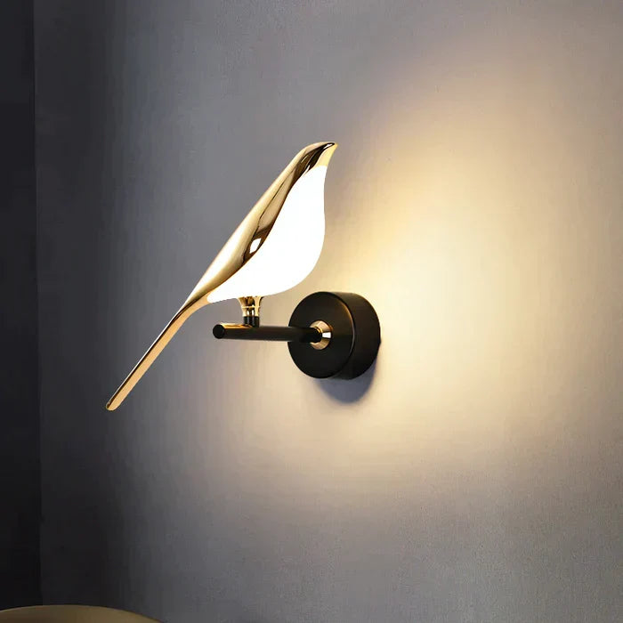 LED-væglampe med to fugle og justerbart magnetisk design
