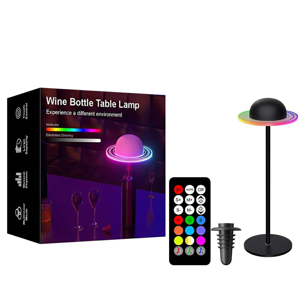Lampa stołowa LED reagująca na muzykę, z motywem galaktyki