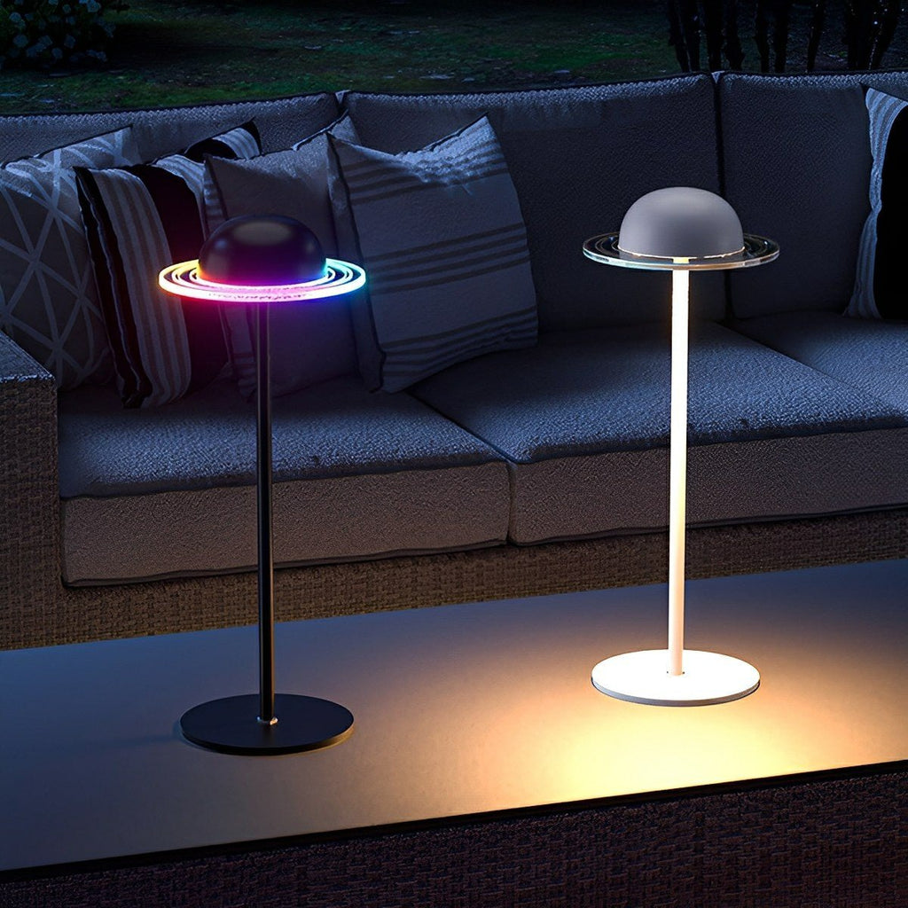 Lampa stołowa LED reagująca na muzykę, z motywem galaktyki