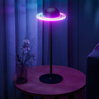 Lampa stołowa LED reagująca na muzykę, z motywem galaktyki