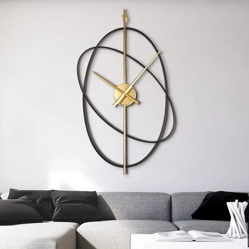 Reloj de pared metálico geométrico moderno con mecanismo de cuarzo silencioso