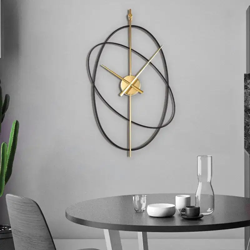 Reloj de pared metálico geométrico moderno con mecanismo de cuarzo silencioso