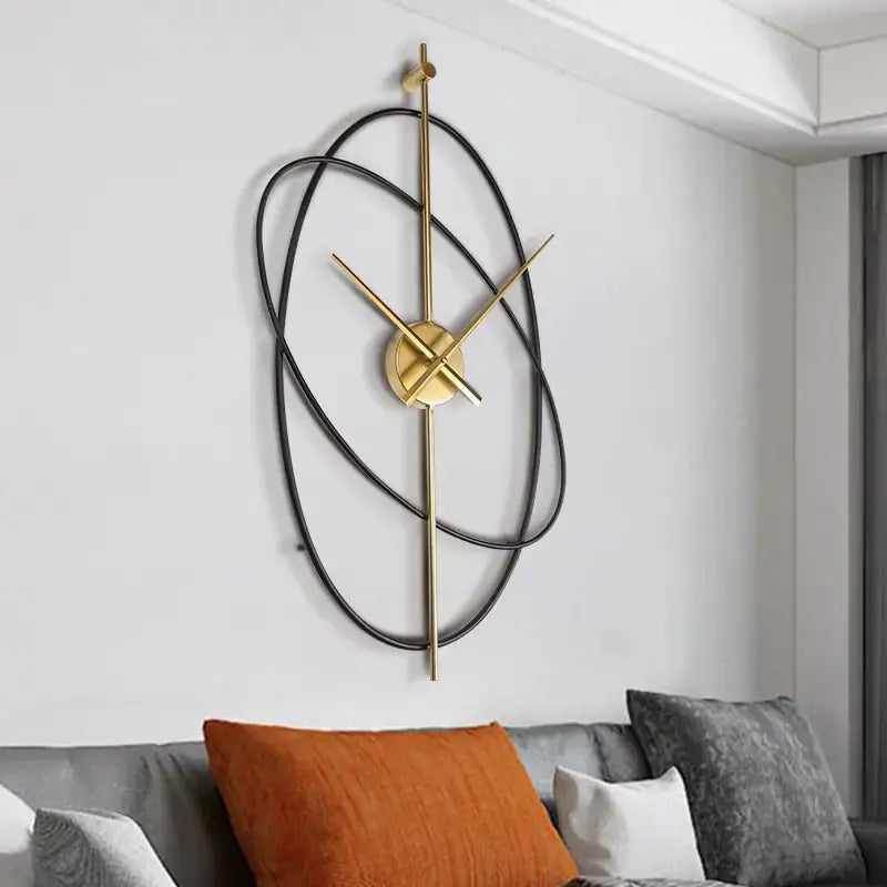 Reloj de pared metálico geométrico moderno con mecanismo de cuarzo silencioso