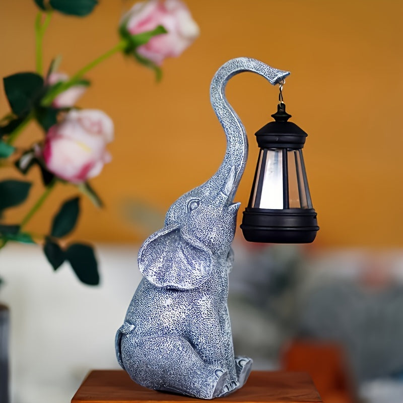 Solcellsdriven trädgårdslykta med elefant