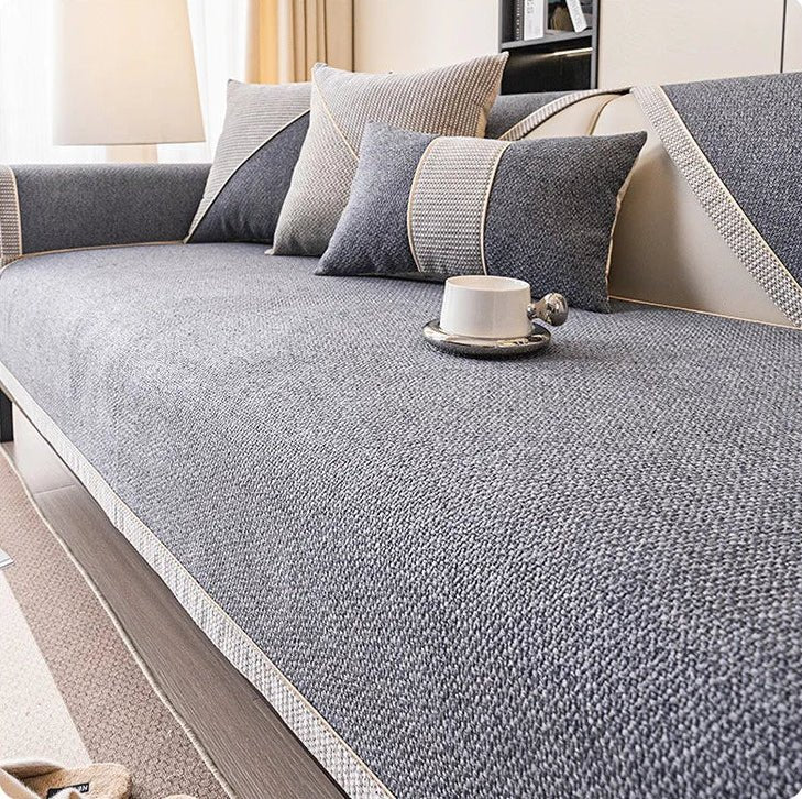 Non-Slip Sofa Throw with Quilted Woven Texture