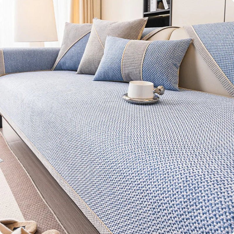 Non-Slip Sofa Throw with Quilted Woven Texture