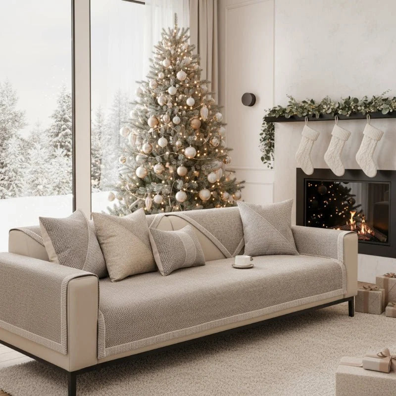 Non-Slip Sofa Throw with Quilted Woven Texture