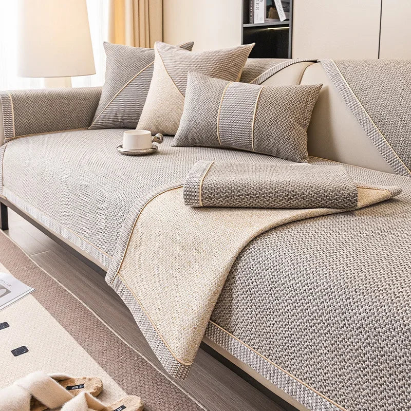 Non-Slip Sofa Throw with Quilted Woven Texture