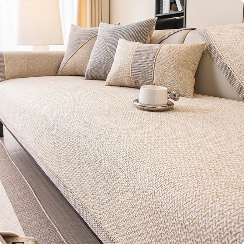 Non-Slip Sofa Throw with Quilted Woven Texture