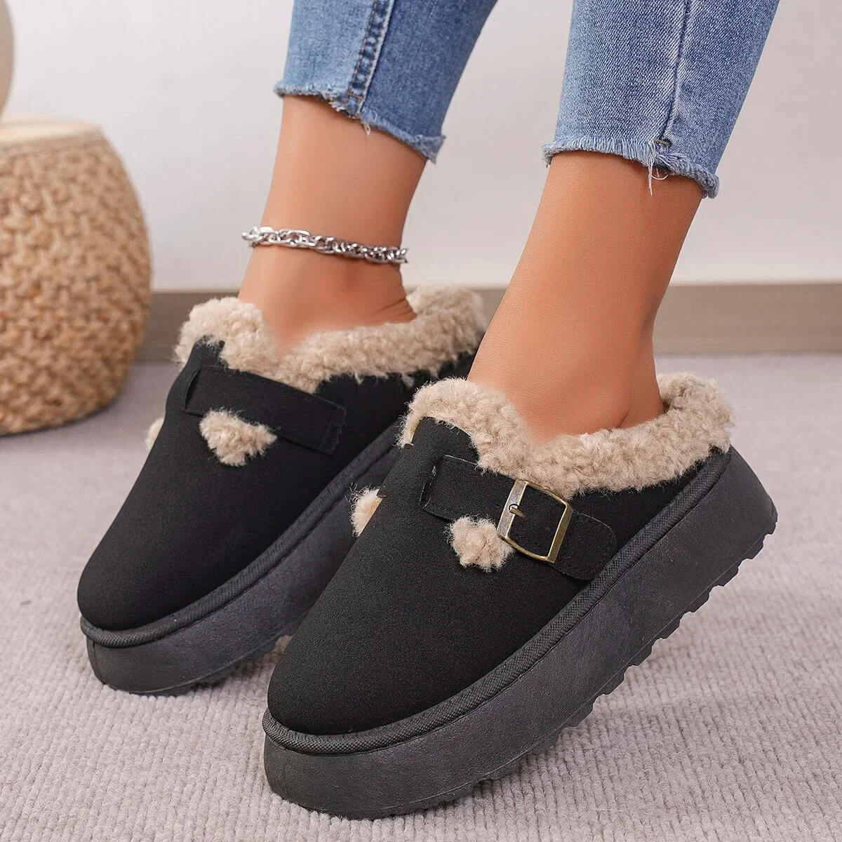 Plush Lined Slip-On Winter Slippers