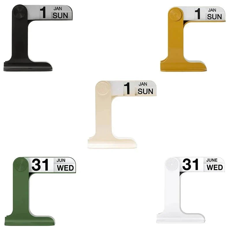 Calendario perpetuo giratorio de escritorio con pantalla minimalista y soporte estable