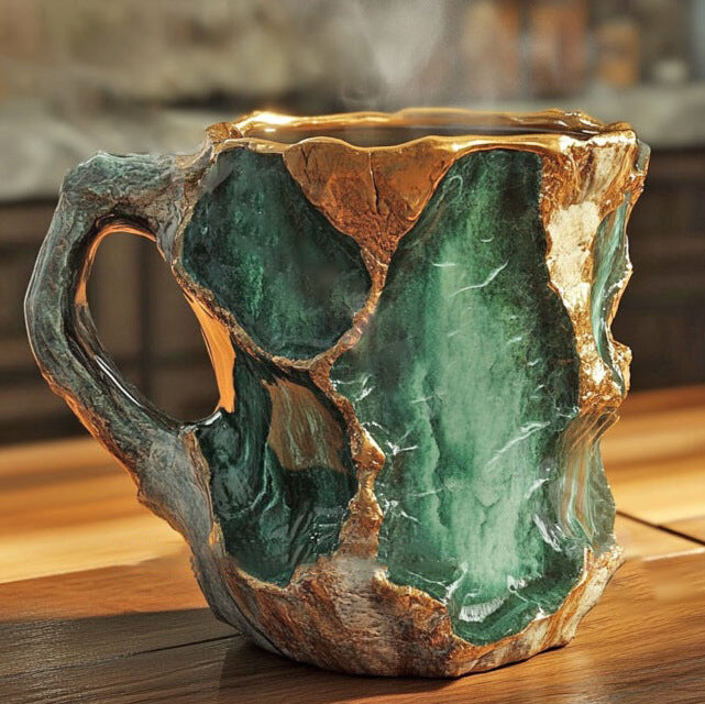 Handmade Mineral Crystal Mug with Natural Stone Texture