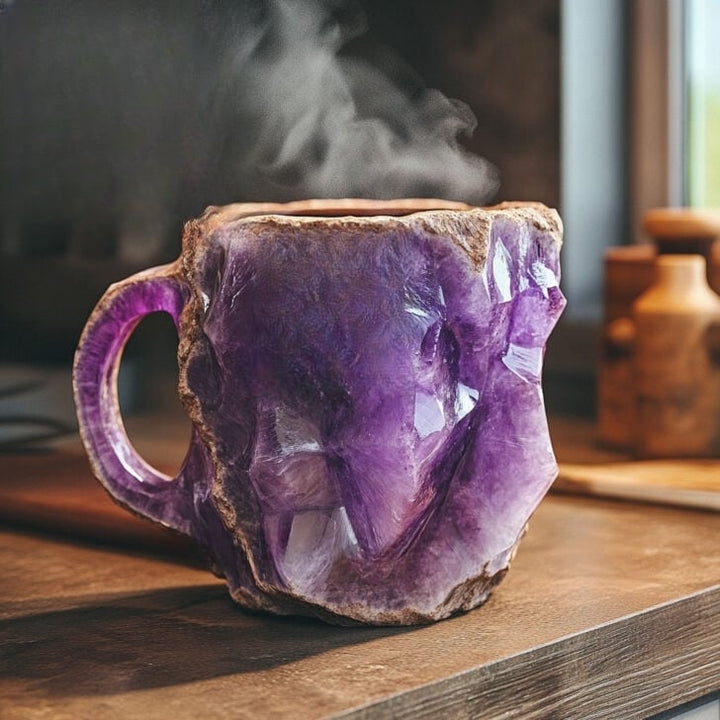 Handmade Mineral Crystal Mug with Natural Stone Texture