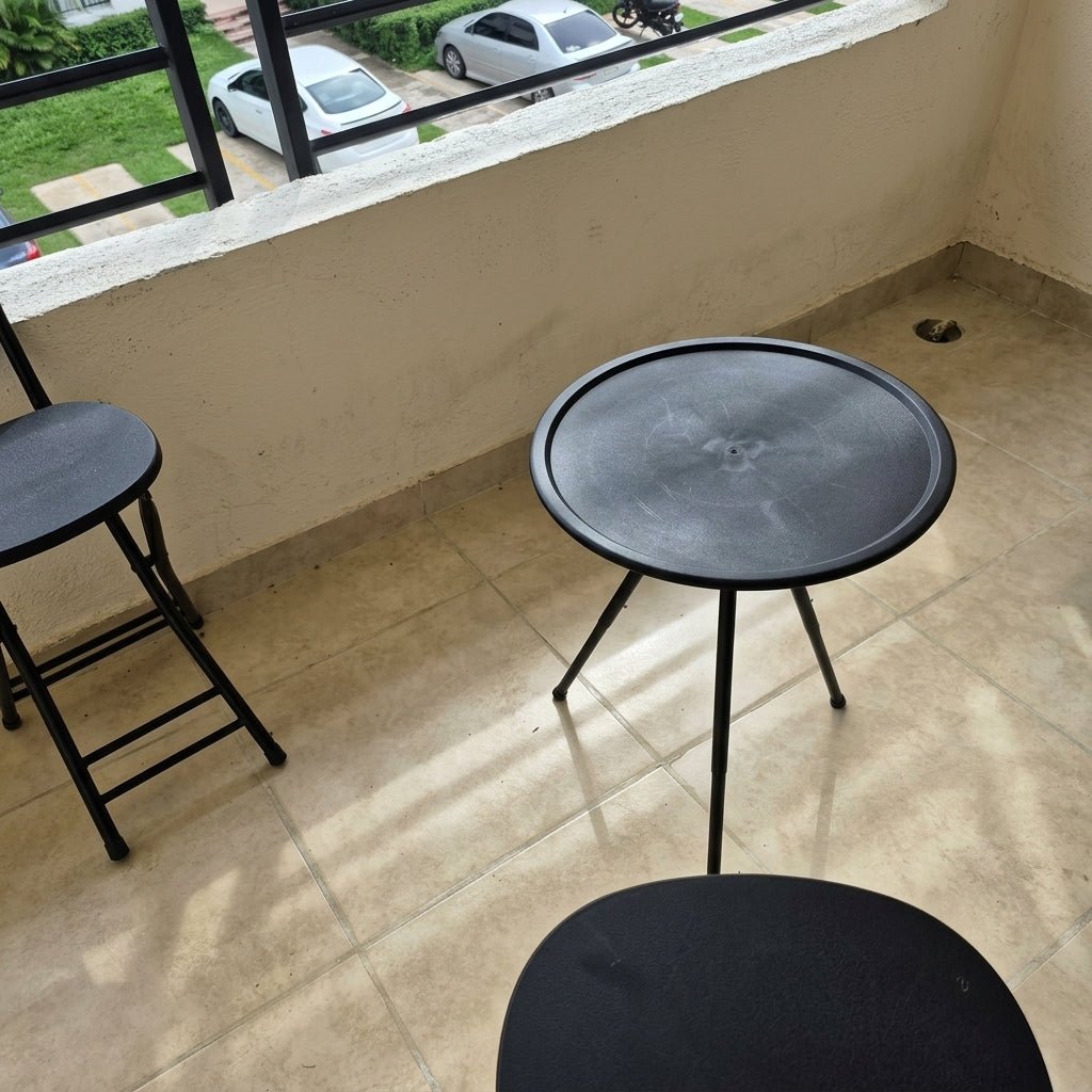 Portable Round Folding Side Table with Adjustable Tripod Legs
