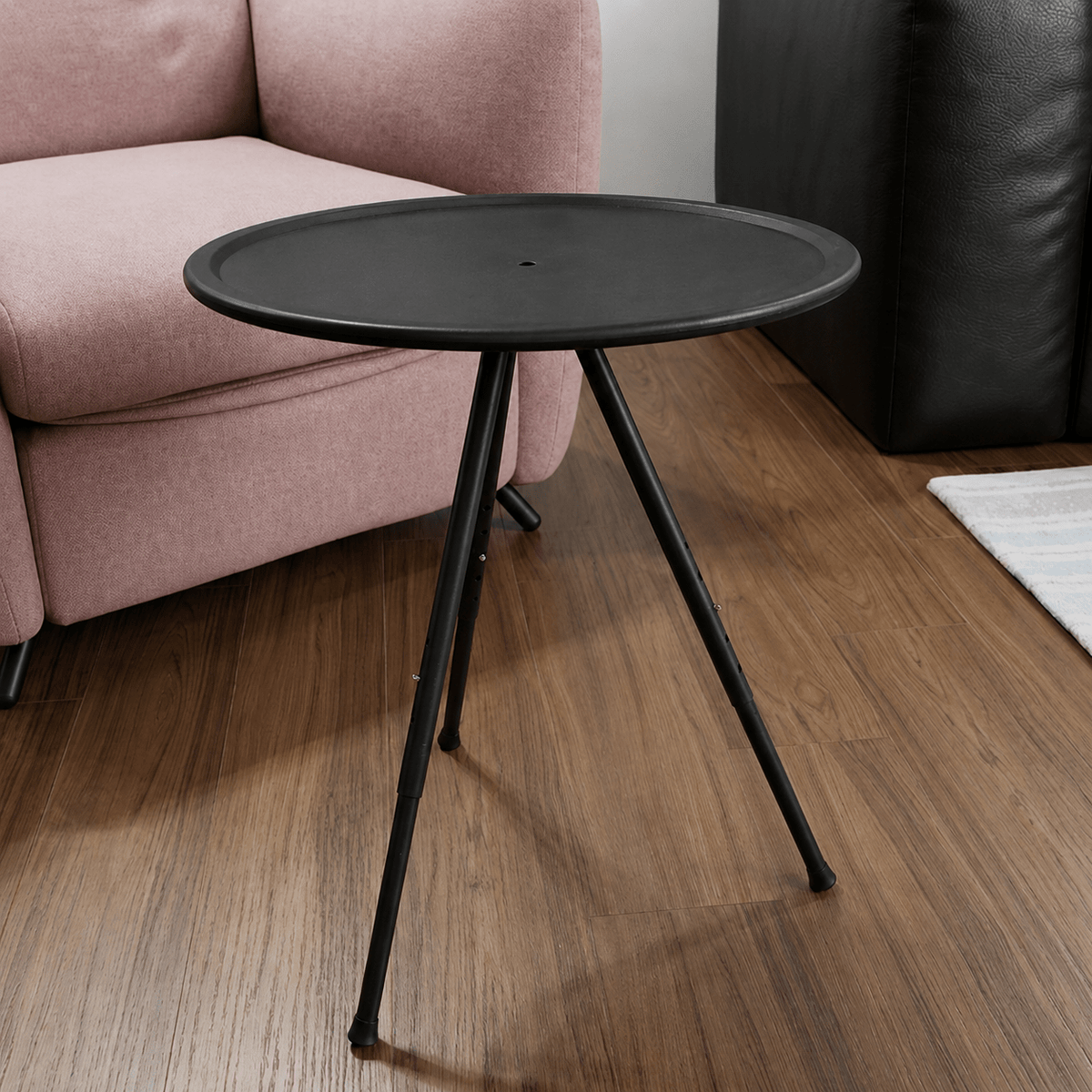 Portable Round Folding Side Table with Adjustable Tripod Legs