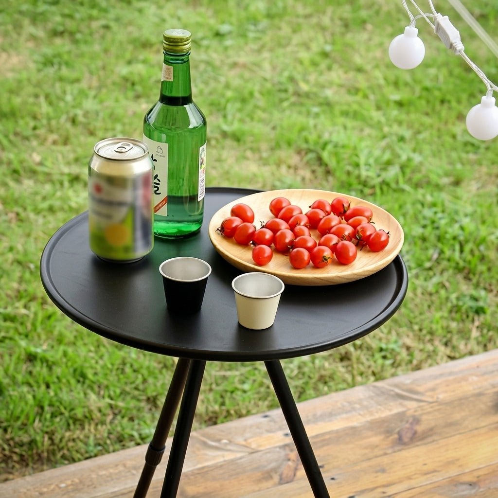 Portable Round Folding Side Table with Adjustable Tripod Legs