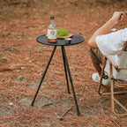 Portable Round Folding Side Table with Adjustable Tripod Legs