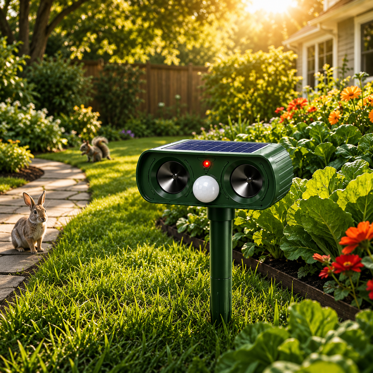 Solar Ultrasonic Animal Repeller with Motion Sensor