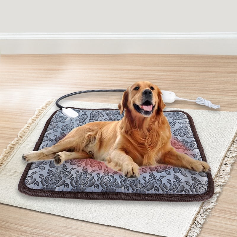 Almohadilla eléctrica térmica para mascotas con diseño floral